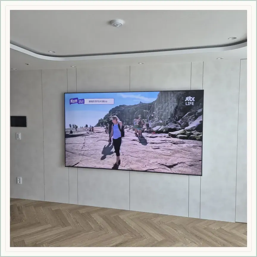 경기도 용인시 보라동·지곡동 벽걸이TV 설치 참고 사진 1, 대리석 마감 벽면 TV 설치